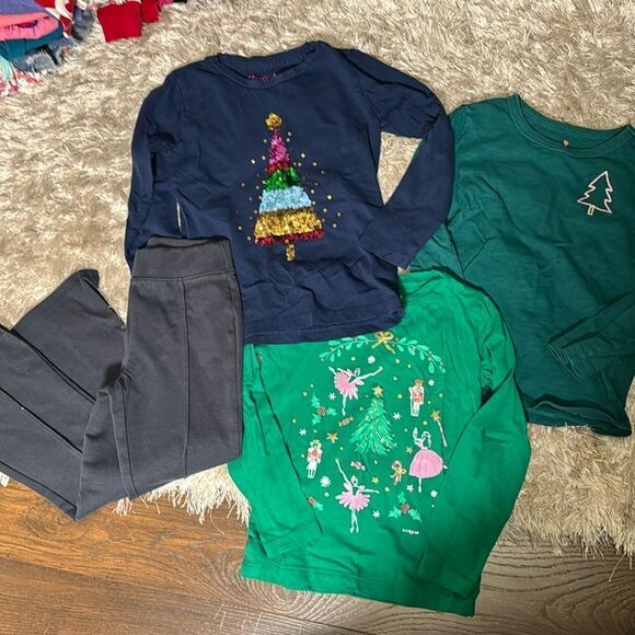 4-Piece J. Crew Crewcuts and Gap Lids 4-5T Holiday Tops and Leggings - Picture 1 of 4